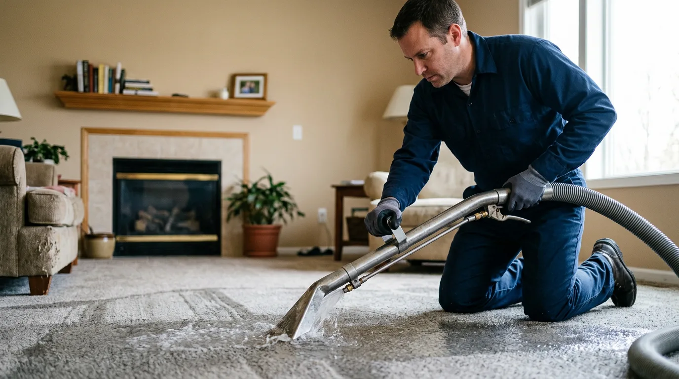 Water damage restoration technician working near Lebec, CA